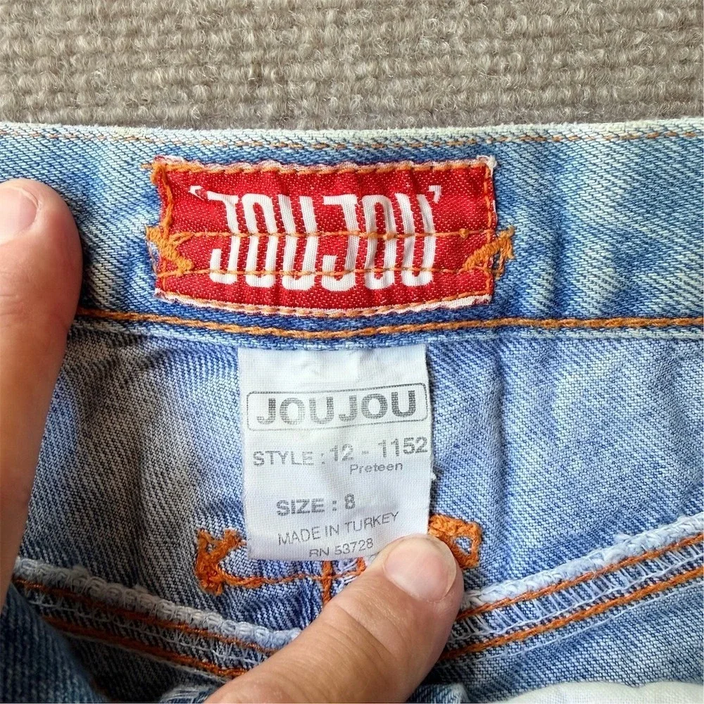 JouJou Jorts Juniors Size 8 Light Wash Baggy Denim Jean Shorts Frayed Hem